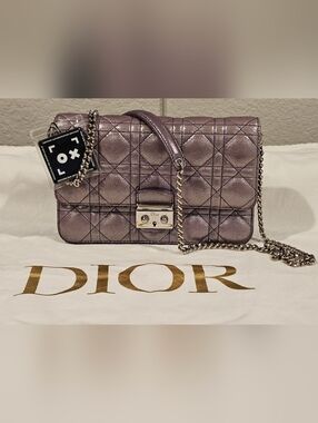 Christian Dior Metallic Lavender Cannage  Wallet on Chain